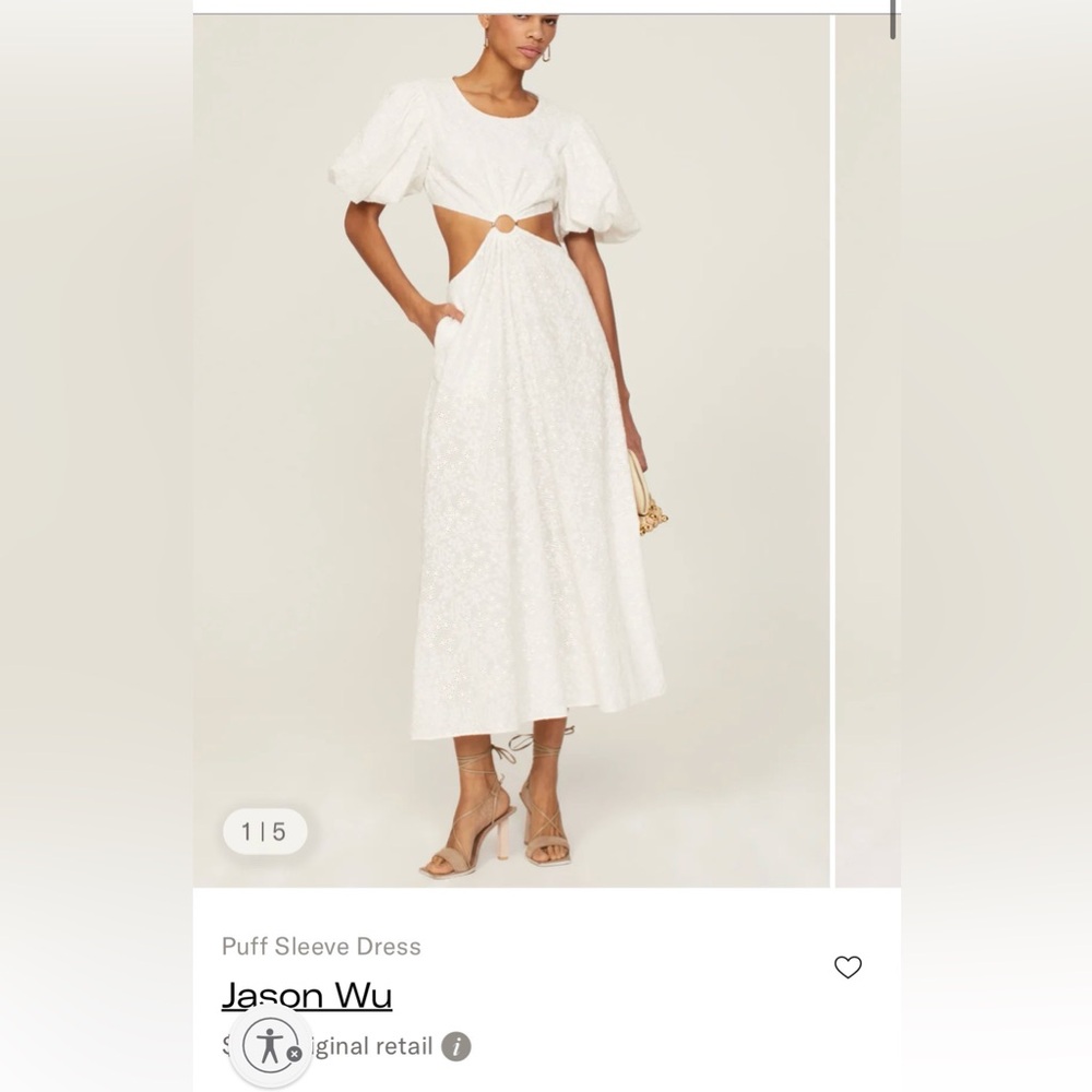 $725 Jason Wu puff sleeve dress cut out back